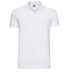 Russell Mens Pique Stretch Polo Shirt - S, White