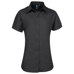 Premier Womens/Ladies Supreme Poplin Short-Sleeved Shirt - 24 UK, Black