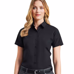 Premier Womens/Ladies Supreme Poplin Short-Sleeved Shirt - 22 UK, Black