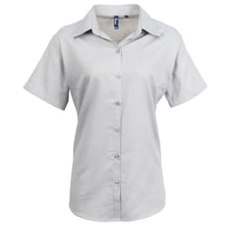 Premier Womens/Ladies Signature Oxford Short-Sleeved Shirt - 16 UK, Silver