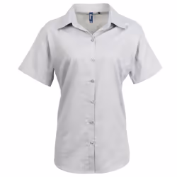 Premier Womens/Ladies Signature Oxford Short-Sleeved Shirt - 14 UK, Silver