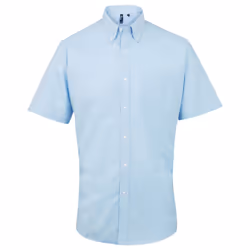 Premier Mens Signature Short-Sleeved Shirt - 17in, Light Blue