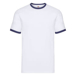 Fruit of the Loom Unisex Adult Ringer T-Shirt - XXL, White/Navy