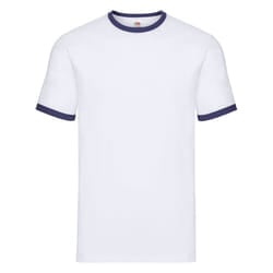 Fruit of the Loom Unisex Adult Ringer T-Shirt - S, White/Navy