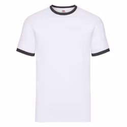 Fruit of the Loom Unisex Adult Ringer T-Shirt - 3XL, White/Black