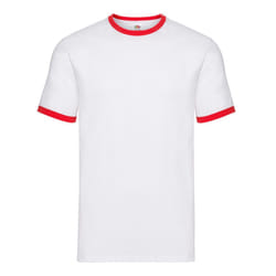 Fruit of the Loom Unisex Adult Ringer T-Shirt - 3XL, White/Red