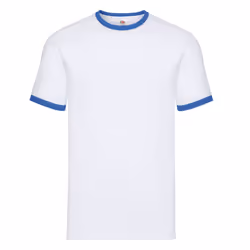 Fruit of the Loom Unisex Adult Ringer T-Shirt - S, White/Royal Blue