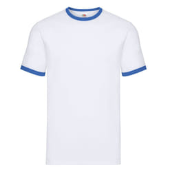 Fruit of the Loom Unisex Adult Ringer T-Shirt - S, White/Royal Blue