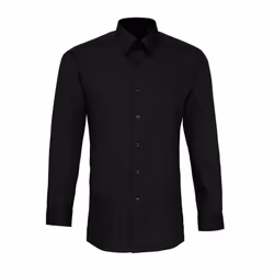 Premier Mens Colours Poplin Fitted Long-Sleeved Shirt - 15in, Black