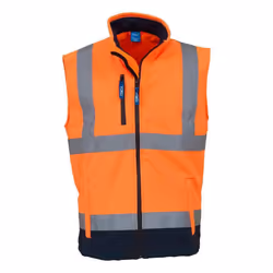 Yoko Unisex Adult Softshell Hi-Vis Gilet - S, Orange/Navy