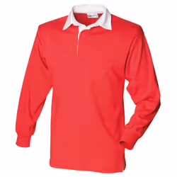 Front Row Long Sleeve Classic Rugby Polo Shirt - S, Red/White