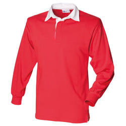 Front Row Long Sleeve Classic Rugby Polo Shirt - S, Red/White