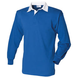 Front Row Long Sleeve Classic Rugby Polo Shirt - S, Royal Blue/White