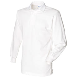 Front Row Long Sleeve Classic Rugby Polo Shirt - S, White