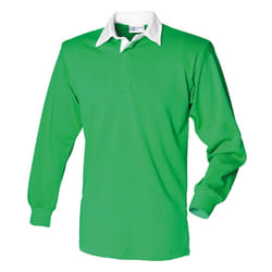 Front Row Long Sleeve Classic Rugby Polo Shirt - S, Bright Green/White