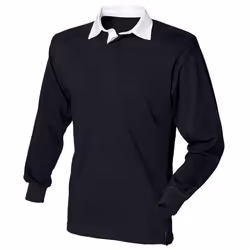 Front Row Long Sleeve Classic Rugby Polo Shirt - S, Black/White