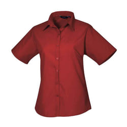Premier Womens/Ladies Poplin Short-Sleeved Blouse - 26 UK, Burgundy