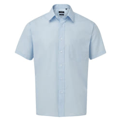 Premier Mens Short Sleeve Poplin Shirt - 21in, Light Blue