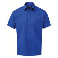 Premier Mens Short Sleeve Poplin Shirt - 21in, Royal Blue