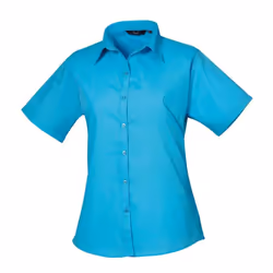 Premier Womens/Ladies Poplin Short-Sleeved Blouse - 30 UK, Turquoise