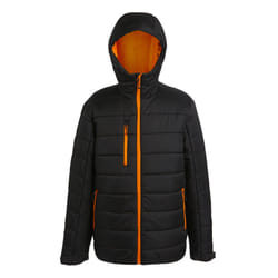 Regatta Mens Navigate Thermal Padded Jacket - S, Black/Orange Pop