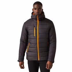 Regatta Mens Navigate Thermal Padded Jacket - S, Black/Orange Pop