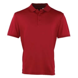 Premier Mens Coolchecker Pique Polo Shirt - L, Burgundy