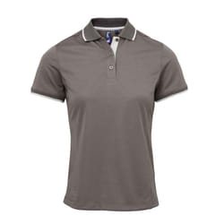 Premier Womens/Ladies Coolchecker Contrast Pique Polo Shirt - XS, Dark Grey/Silver