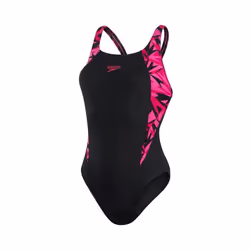 Speedo Womens/Ladies Boom Muscleback Logo One Piece Swimsuit - 8 UK, Black/Pink
