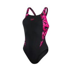 Speedo Womens/Ladies Boom Muscleback Logo One Piece Swimsuit - 8 UK, Black/Pink
