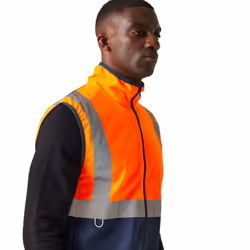 Regatta Mens Pro Full Zip Hi-Vis Vest - S, Orange/Navy