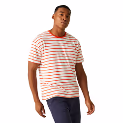 Regatta Mens Shorebay II Stripe T-Shirt - L, White/Rusty Orange