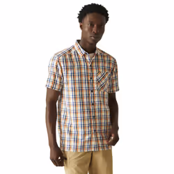 Regatta Mens Mindano VIII Checked Short-Sleeved Shirt - M, New Royal/Persimmon