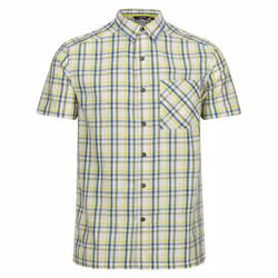 Regatta Mens Mindano VIII Checked Short-Sleeved Shirt - S, Piquant Green/Moroccan Blue/Citron Lime