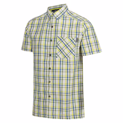 Regatta Mens Mindano VIII Checked Short-Sleeved Shirt - S, Piquant Green/Moroccan Blue/Citron Lime