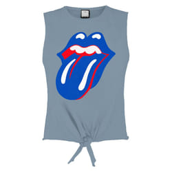 Amplified Womens/Ladies Blue & Lonesome The Rolling Stones Sleeveless Crop Top - XL, Strange Blue