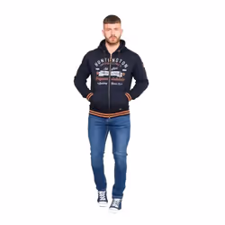 D555 Mens Flanders Printed Full Zip Hoodie - L, Navy