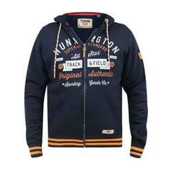 D555 Mens Flanders Printed Full Zip Hoodie - XXL, Navy