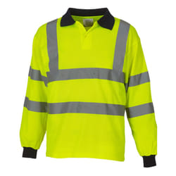 Yoko Mens High-Vis Long-Sleeved Polo Shirt - XXL, Yellow