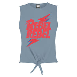 Amplified Womens/Ladies Rebel Rebel David Bowie Sleeveless Crop Top - S, Strange Blue