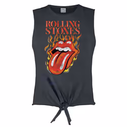 Amplified Womens/Ladies Hot Tongue The Rolling Stones Cropped Tank Top - S, Charcoal