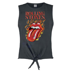 Amplified Womens/Ladies Hot Tongue The Rolling Stones Cropped Tank Top - S, Charcoal