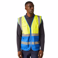 Regatta Mens Pro Executive Hi-Vis Vest - 3XL, Yellow/Royal Blue