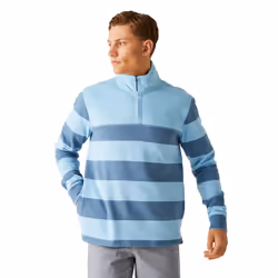 Regatta Mens Agilno Striped Half Zip Fleece Top - XL, Powder Blue/Coronet Blue