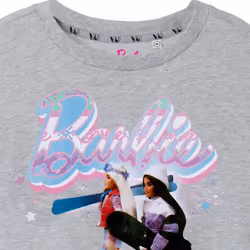Barbie Girls Merry & Bright Short-Sleeved T-Shirt - 7-8 Years, Grey Marl