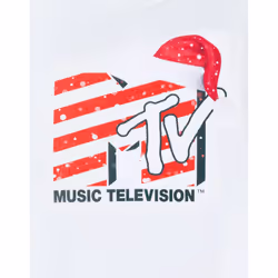 MTV Unisex Adult Santa Hat T-Shirt - 3XL, White