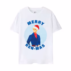 Barbie Mens Merry Kenmas T-Shirt - XXL, White
