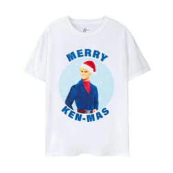Barbie Mens Merry Kenmas T-Shirt - XXL, White