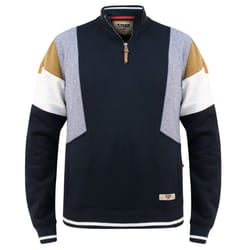 Duke Mens Kenington D555 Cut & Sew Half Zip Sweatshirt - S, Navy/White/Mustard