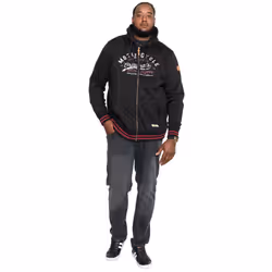 Duke Mens Patrick D555 Text Kingsize Full Zip Hoodie - XXL, Black